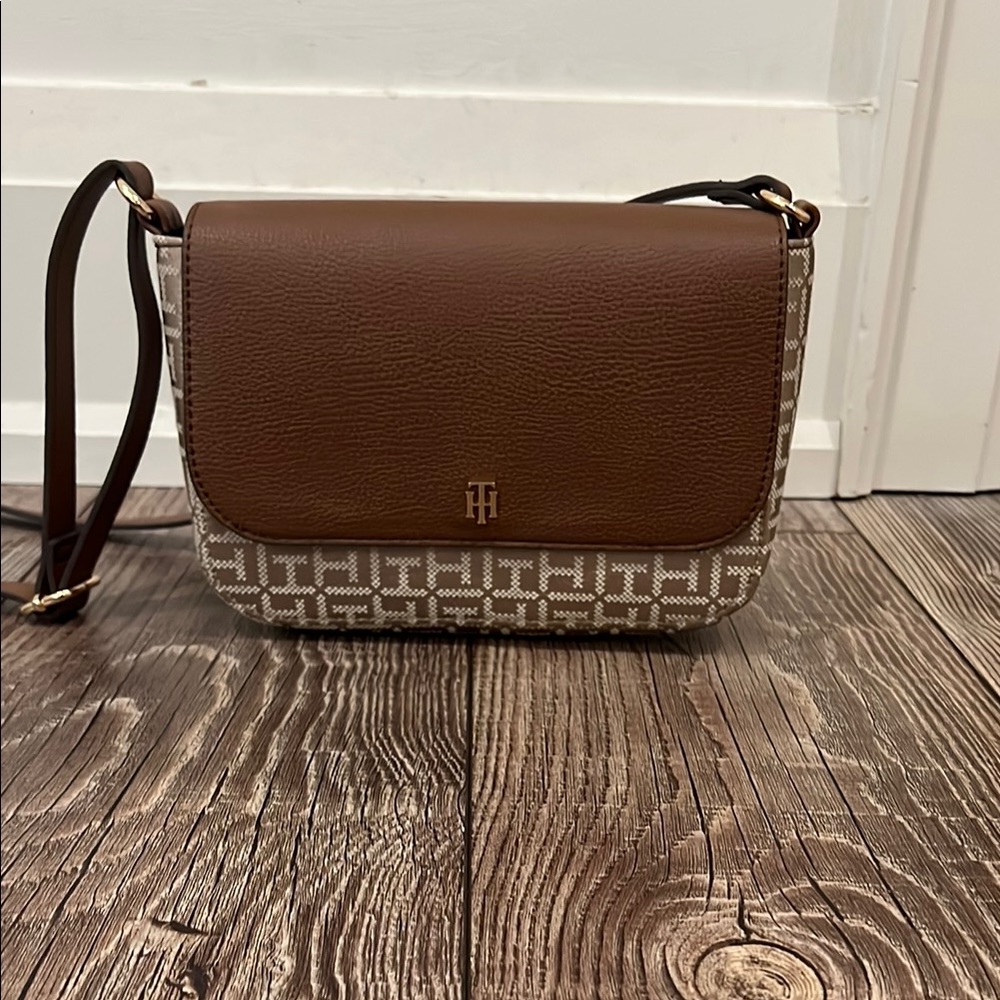 Tommy Hilfiger Brown and Tan Crossbody Bag